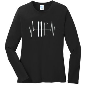 Ski Heartbeat Skier Skiing Gift For Skier Ladies Long Sleeve Shirt