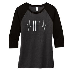 Ski Heartbeat Skier Skiing Gift For Skier Women's Tri-Blend 3/4-Sleeve Raglan Shirt