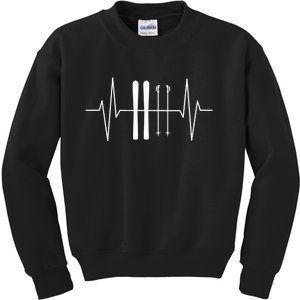 Ski Heartbeat Skier Skiing Gift For Skier Kids Sweatshirt