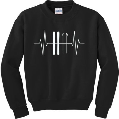 Ski Heartbeat Skier Skiing Gift For Skier Kids Sweatshirt