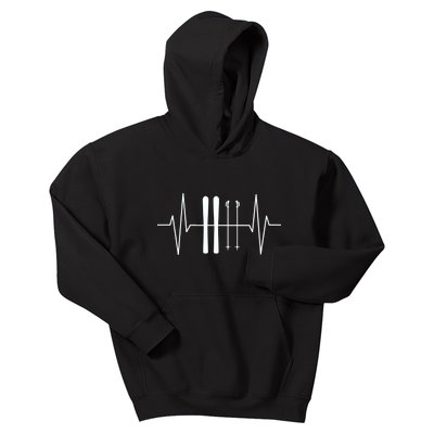 Ski Heartbeat Skier Skiing Gift For Skier Kids Hoodie