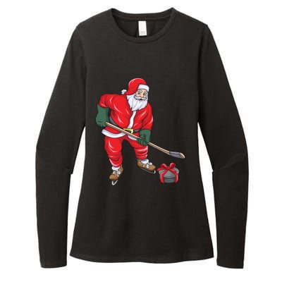 Santa Hockey Santa Playing Hockey Santa Hockey Player Gift Womens CVC Long Sleeve Shirt