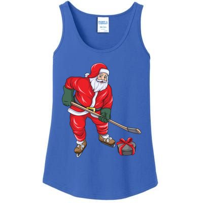 Santa Hockey Santa Playing Hockey Santa Hockey Player Gift Ladies Essential Tank