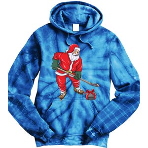 Santa Hockey Santa Playing Hockey Santa Hockey Player Gift Tie Dye Hoodie