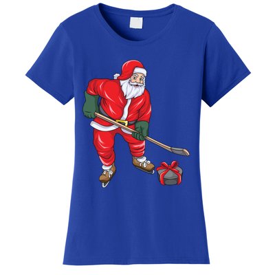 Santa Hockey Santa Playing Hockey Santa Hockey Player Gift Women's T-Shirt