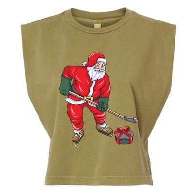 Santa Hockey Santa Playing Hockey Santa Hockey Player Gift Garment-Dyed Women's Muscle Tee