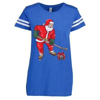 Santa Hockey Santa Playing Hockey Santa Hockey Player Gift Enza Ladies Jersey Football T-Shirt