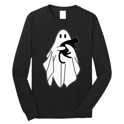 Spooky Halloween Spirit with a Playful Black Cat Long Sleeve Shirt