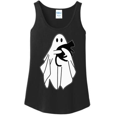 Spooky Halloween Spirit with a Playful Black Cat Ladies Essential Tank