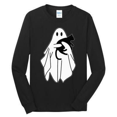 Spooky Halloween Spirit with a Playful Black Cat Tall Long Sleeve T-Shirt