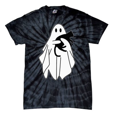 Spooky Halloween Spirit with a Playful Black Cat Tie-Dye T-Shirt