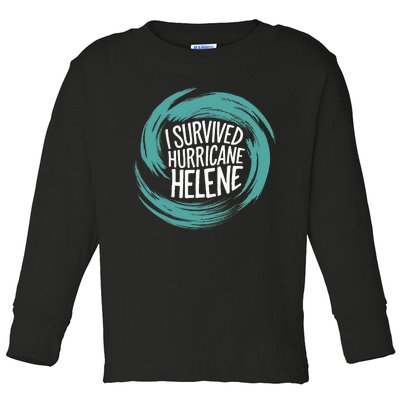 Survived Hurricanehelene Toddler Long Sleeve Shirt