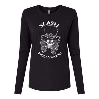 Slash Hollywood Skull Red Womens Cotton Relaxed Long Sleeve T-Shirt