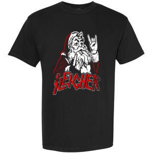 Sleigher Hail Santa Heavy Metal Christmas Garment-Dyed Heavyweight T-Shirt