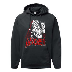 Sleigher Hail Santa Heavy Metal Christmas Performance Fleece Hoodie