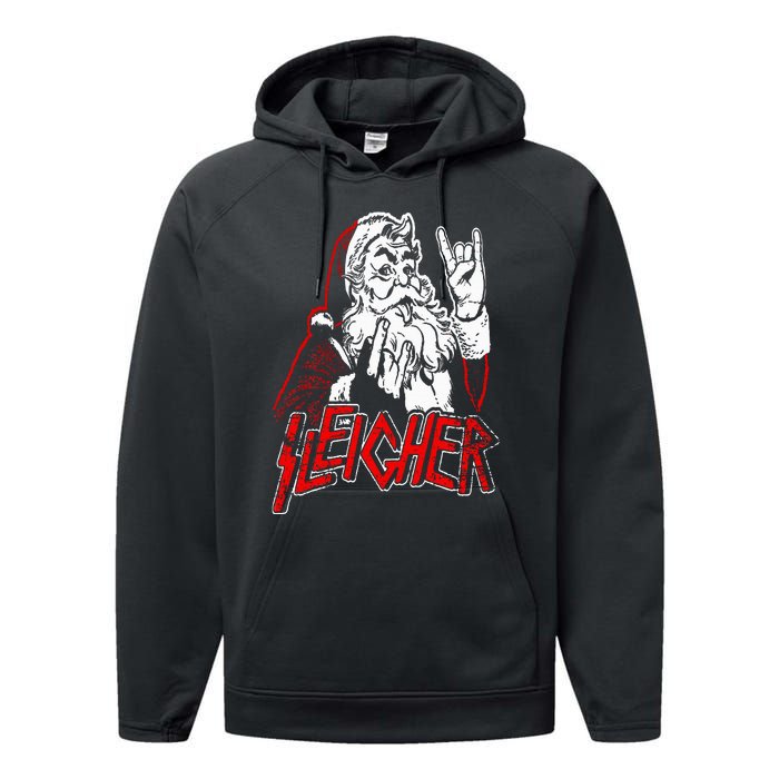 Sleigher Hail Santa Heavy Metal Christmas Performance Fleece Hoodie