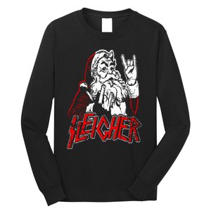 Sleigher Hail Santa Heavy Metal Christmas Long Sleeve Shirt