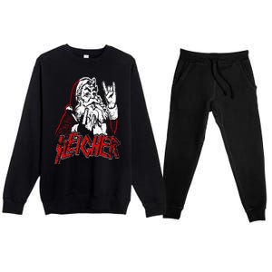 Sleigher Hail Santa Heavy Metal Christmas Premium Crewneck Sweatsuit Set