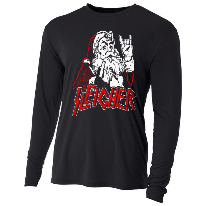 Sleigher Hail Santa Heavy Metal Christmas Cooling Performance Long Sleeve Crew