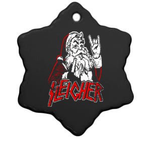 Sleigher Hail Santa Heavy Metal Christmas Ceramic Star Ornament