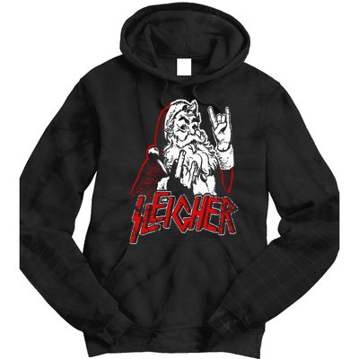 Sleigher Hail Santa Heavy Metal Christmas Tie Dye Hoodie