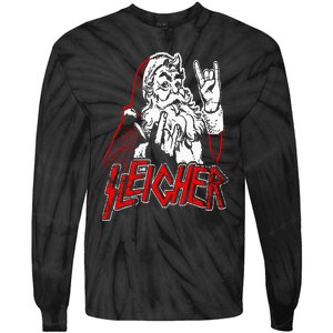 Sleigher Hail Santa Heavy Metal Christmas Tie-Dye Long Sleeve Shirt