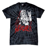 Sleigher Hail Santa Heavy Metal Christmas Tie-Dye T-Shirt