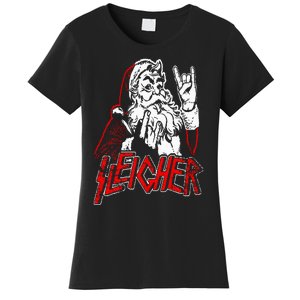 Sleigher Hail Santa Heavy Metal Christmas Women's T-Shirt