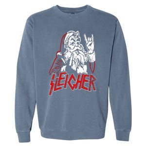 Sleigher Hail Santa Heavy Metal Christmas Garment-Dyed Sweatshirt