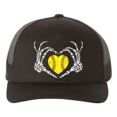 Softball Heart Skeleton Hand Halloween Costume Yupoong Adult 5-Panel Trucker Hat