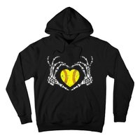 Softball Heart Skeleton Hand Halloween Costume Hoodie