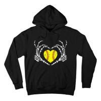 Softball Heart Skeleton Hand Halloween Costume Tall Hoodie