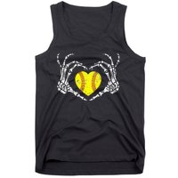 Softball Heart Skeleton Hand Halloween Costume Tank Top