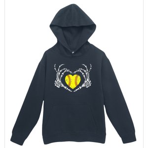 Softball Heart Skeleton Hand Halloween Costume Urban Pullover Hoodie