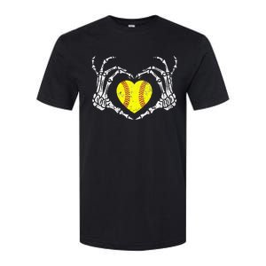 Softball Heart Skeleton Hand Halloween Costume Softstyle CVC T-Shirt