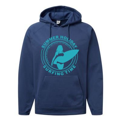 Summer Holiday Surfing Time Performance Fleece Hoodie