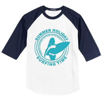 Summer Holiday Surfing Time Baseball Sleeve Shirt