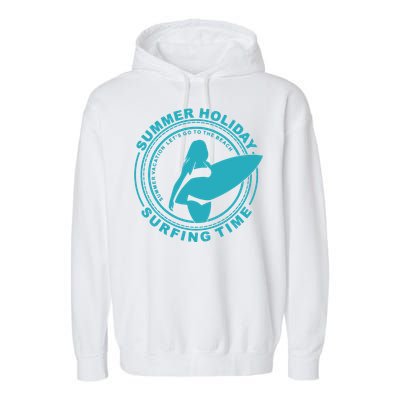 Summer Holiday Surfing Time Garment-Dyed Fleece Hoodie