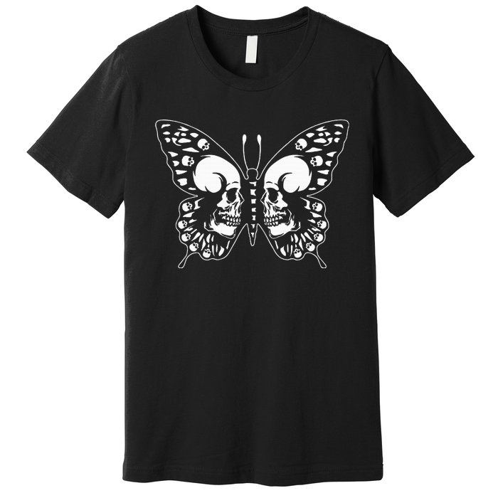 Spooky Halloween Skull Goth Graphic Butterfly Wing Aesthetic Premium T-Shirt