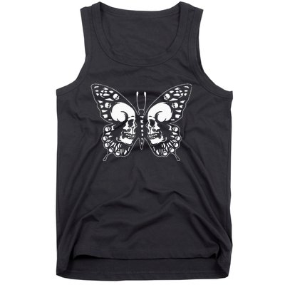 Spooky Halloween Skull Goth Graphic Butterfly Wing Aesthetic Tank Top