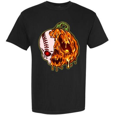 Spooky Halloween Skull Pumpkin Baseball Garment-Dyed Heavyweight T-Shirt