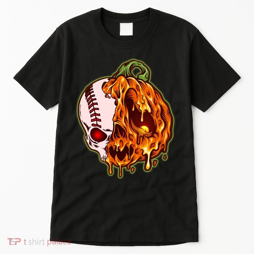Spooky Halloween Skull Pumpkin Baseball Tall T-Shirt
