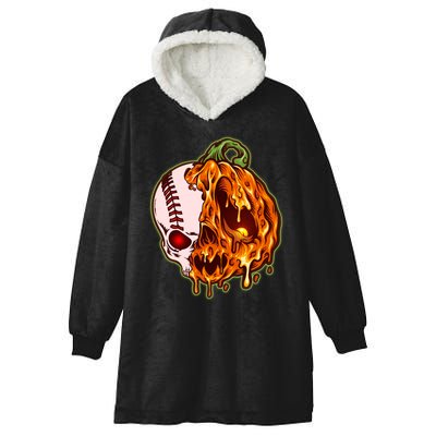 Spooky Halloween Skull Pumpkin Baseball Hooded Wearable Blanket