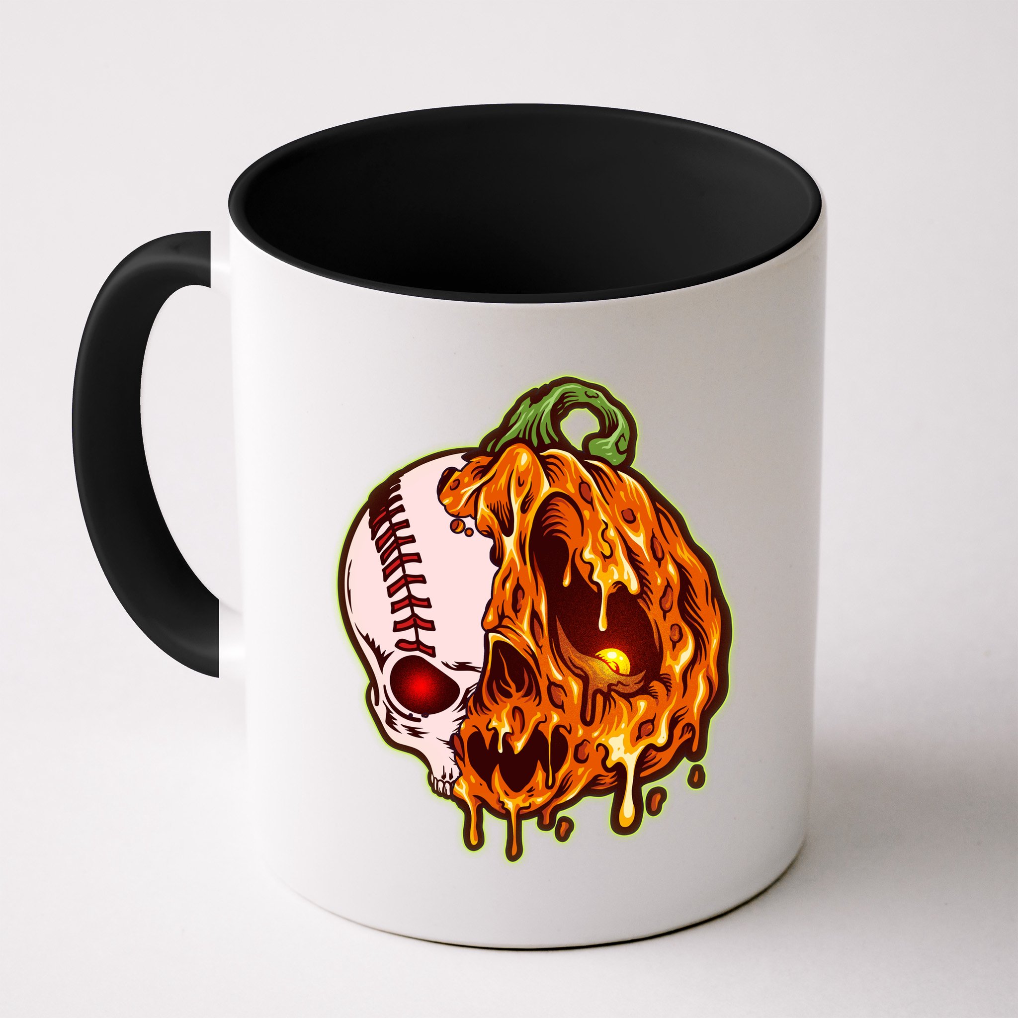 Spooky Halloween Skull Pumpkin Baseball Mug
