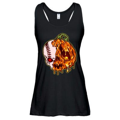 Spooky Halloween Skull Pumpkin Baseball Ladies Essential Flowy Tank