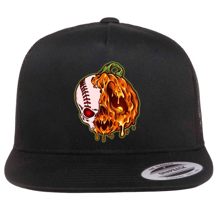Spooky Halloween Skull Pumpkin Baseball Flatbill Hat
