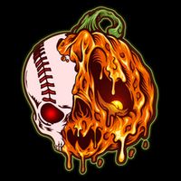 Spooky Halloween Skull Pumpkin Baseball Flatbill Hat