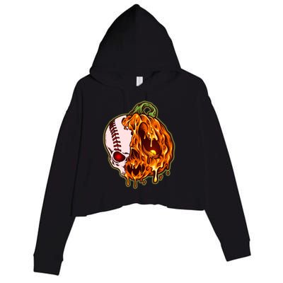 Spooky Halloween Skull Pumpkin Baseball Crop Fleece Hoodie