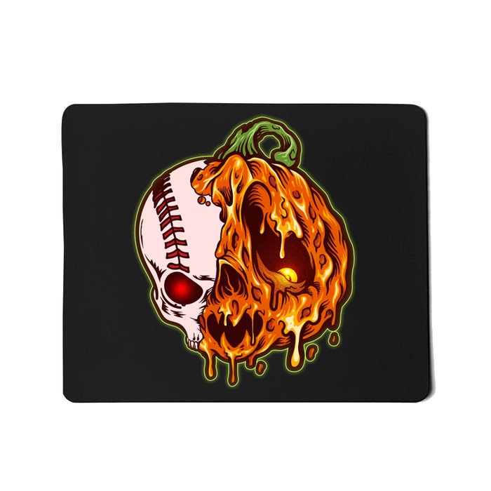 Spooky Halloween Skull Pumpkin Baseball Mousepad