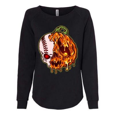 Spooky Halloween Skull Pumpkin Baseball Womens California Wash Sweatshirt